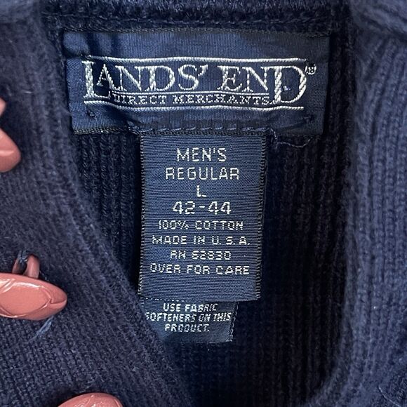 Lands End Sweater Men Large Blue Textured Button Up Grandpacore Vintage Nautical - Picture 4 of 10